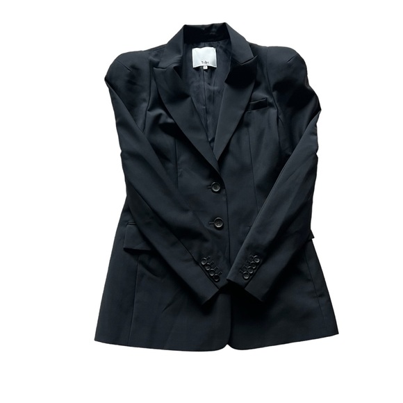 Tibi Jackets & Blazers - TIBI Tablier Plainweave Sculpted Sleeve Tailored Wool Blend Blazer BLACK Size 2